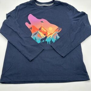 Old Navy Long Sleeve Shirt with Mountain and Wolf Design Size Medium 8
